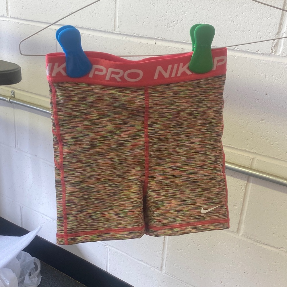Nike Pro Compression Shorts Red and Yellow Patterned Shorts